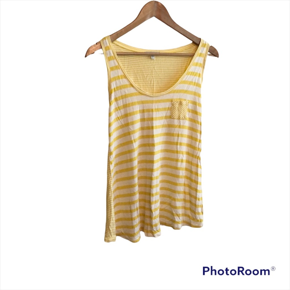 Gap Yellow And White Striped Maternity Tank Top Pocket S